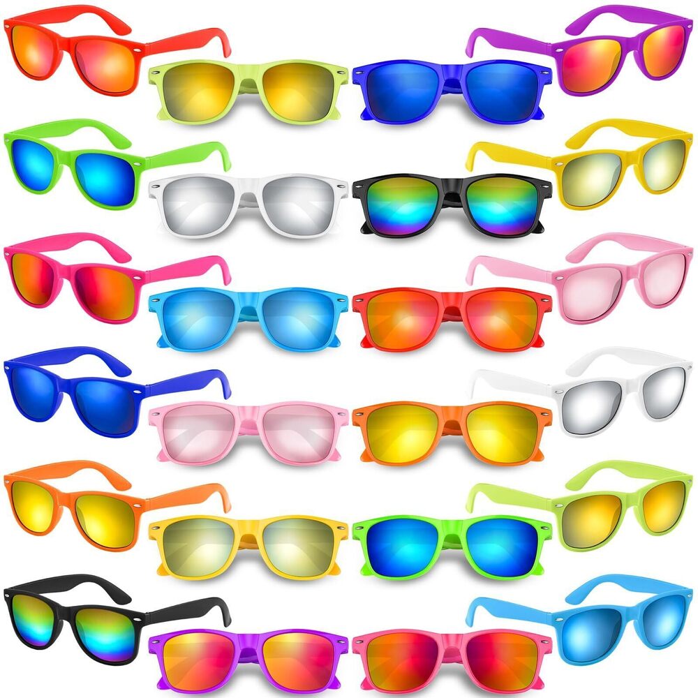 6607 12 Pack Neon Sunglasses with Colorful Lenses in Bulk for Birthday